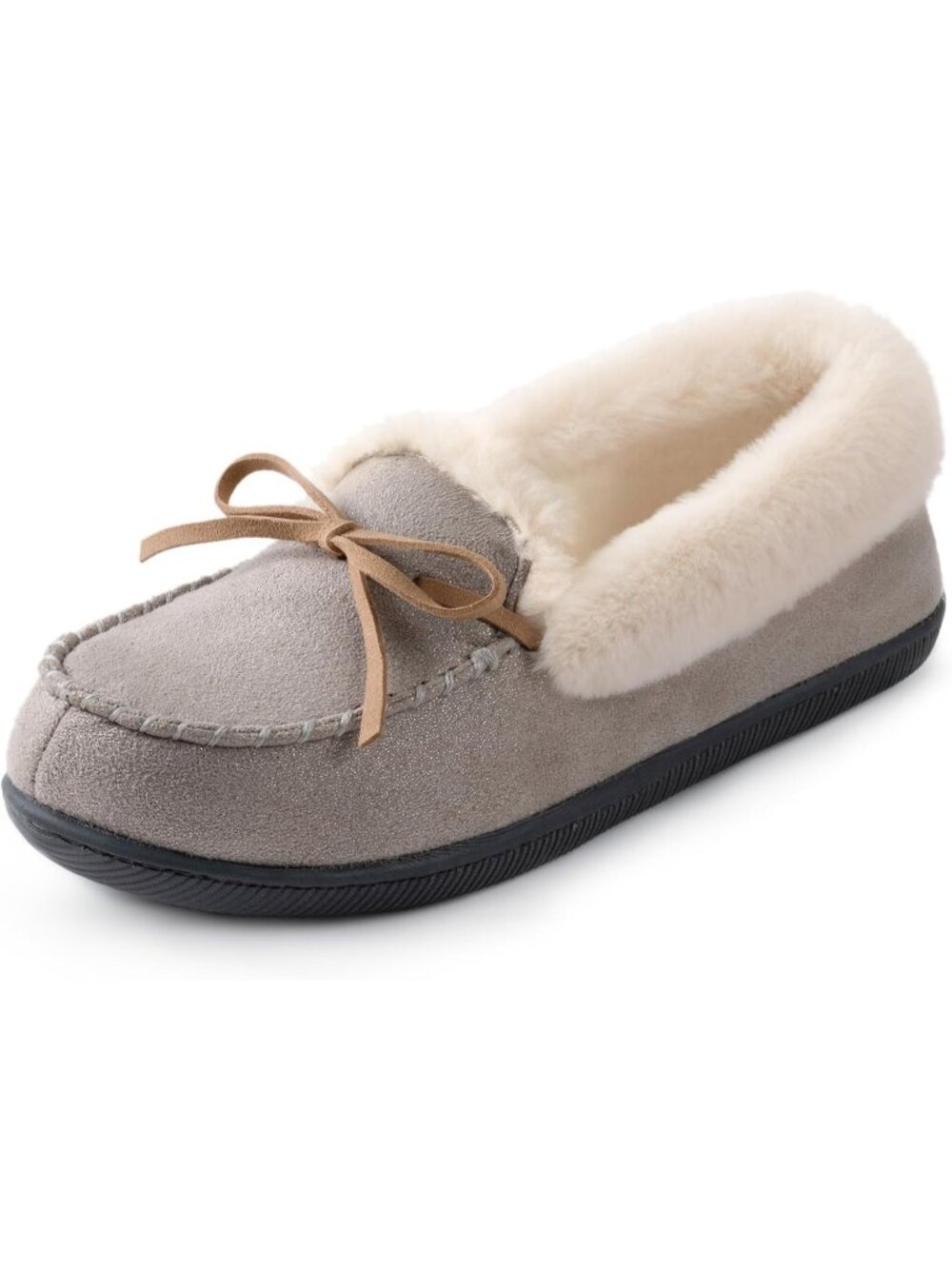 Women's Grey Caroline Glittered Cozy Elegance Upper Plush Faux Fur Slipper